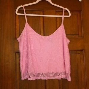 Bright Pink Spaghetti Strap Crop Top